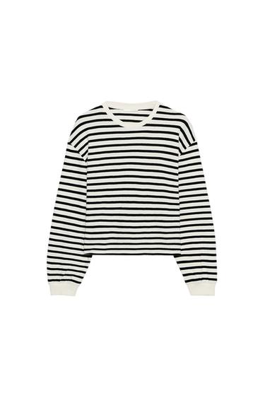 Zara STRIPED LONG SLEEVE T-SHIRT - striped