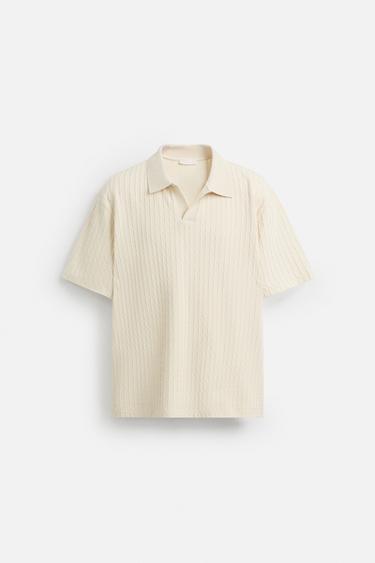 TEXTURED POLO SHIRT - Ecru by Zara