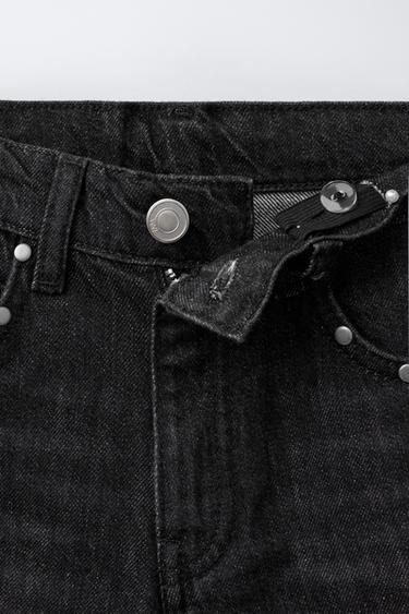 WIDE-LEG JEANS WITH STAR PATCHES - Black by Zara - Image 2