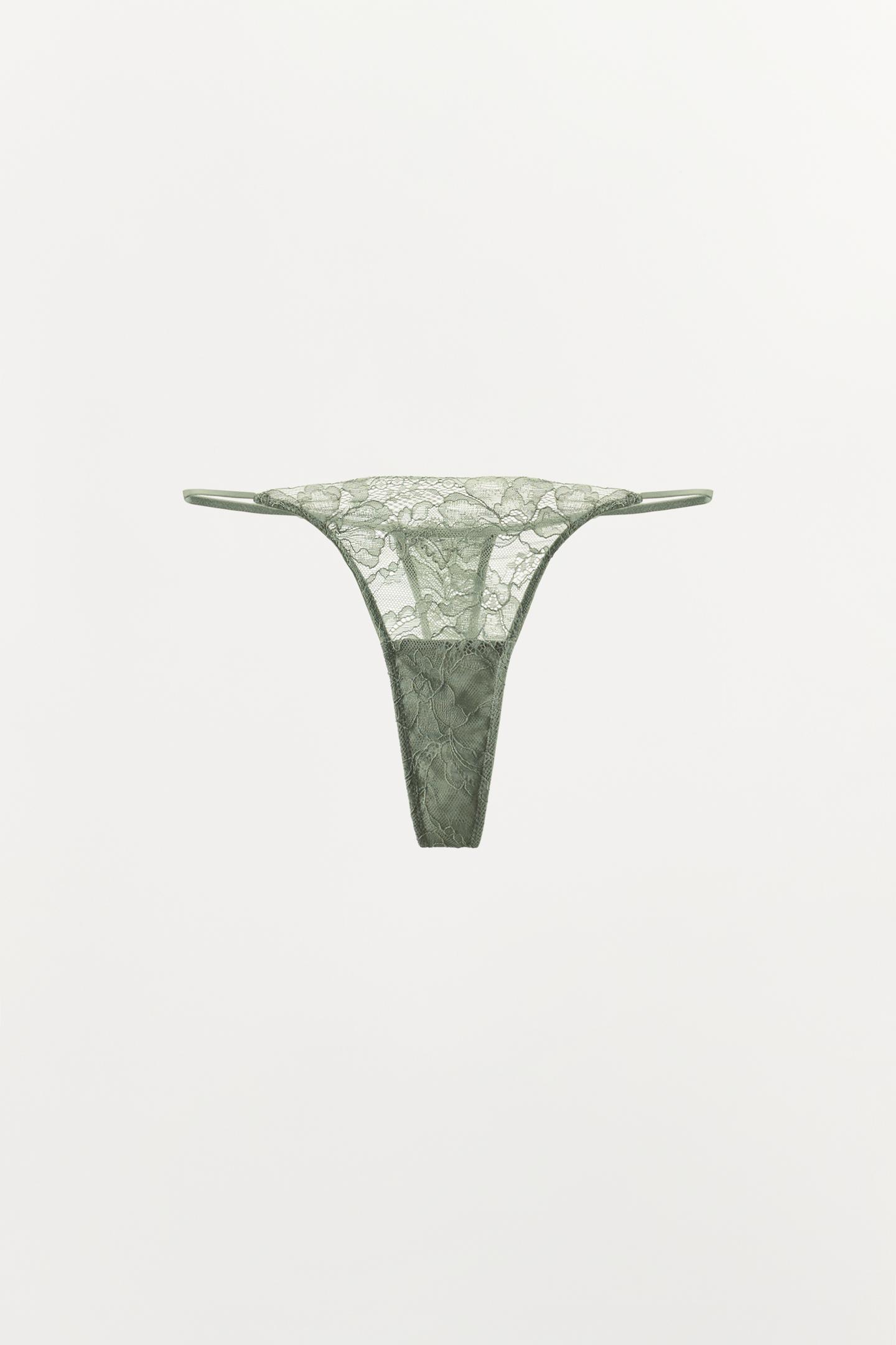 Трусы-стринги, кружево — Zara, цвет: Светлый зелёный — фото 2