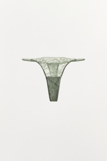 Zara LACE THONG - Light green
