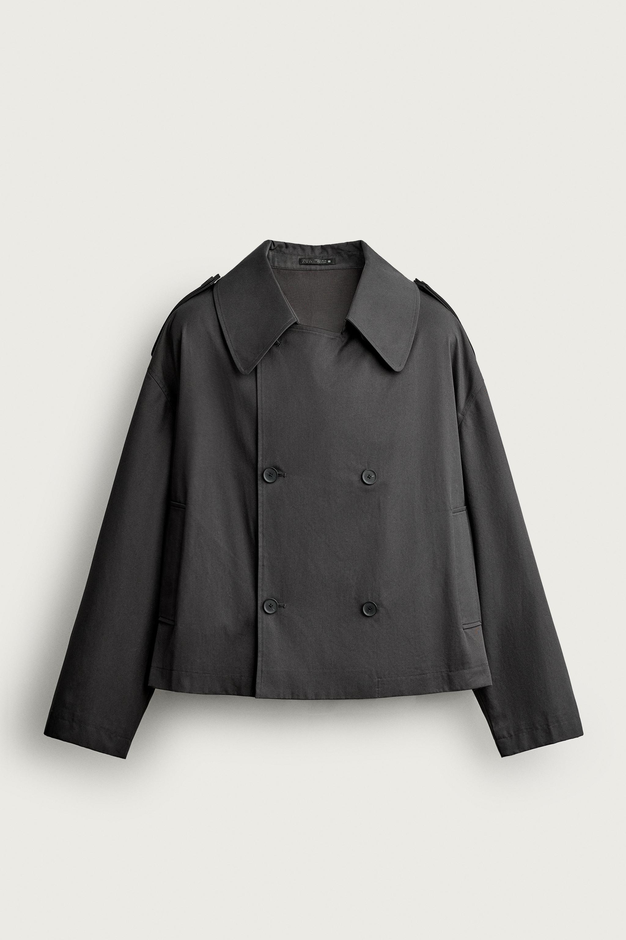 SHORT TECHNICAL TRENCH COAT — Anthracite grey