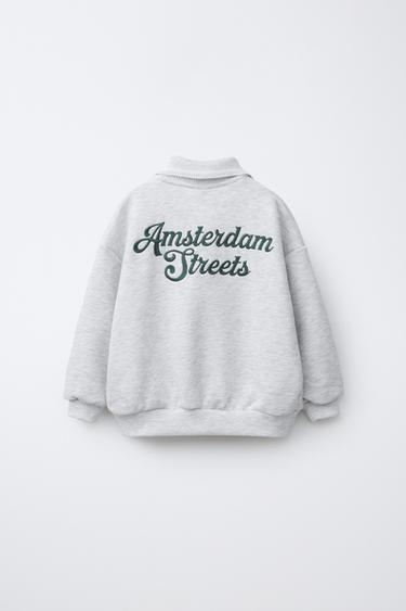 EMBROIDERED LABEL POLO SWEATSHIRT - Grey marl by Zara