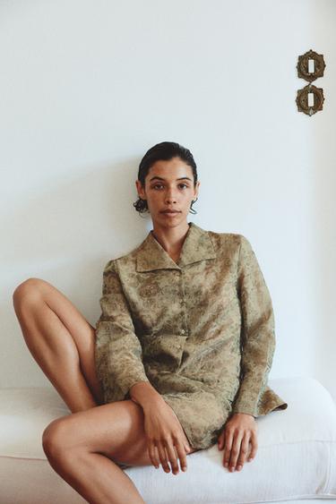 CAMISA JACQUARD MEZCLA CUPRO - Marrón de Zara