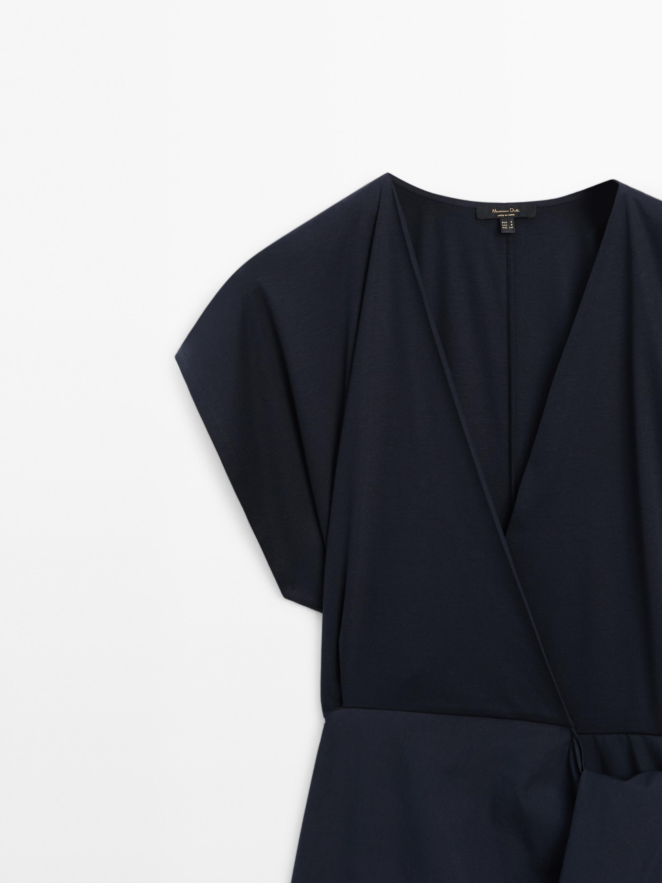 Poplin wrap midi dress - Blue | ZARA United States