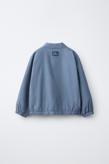 LINEN COTTON BOMBER JACKET - Blue by Zara