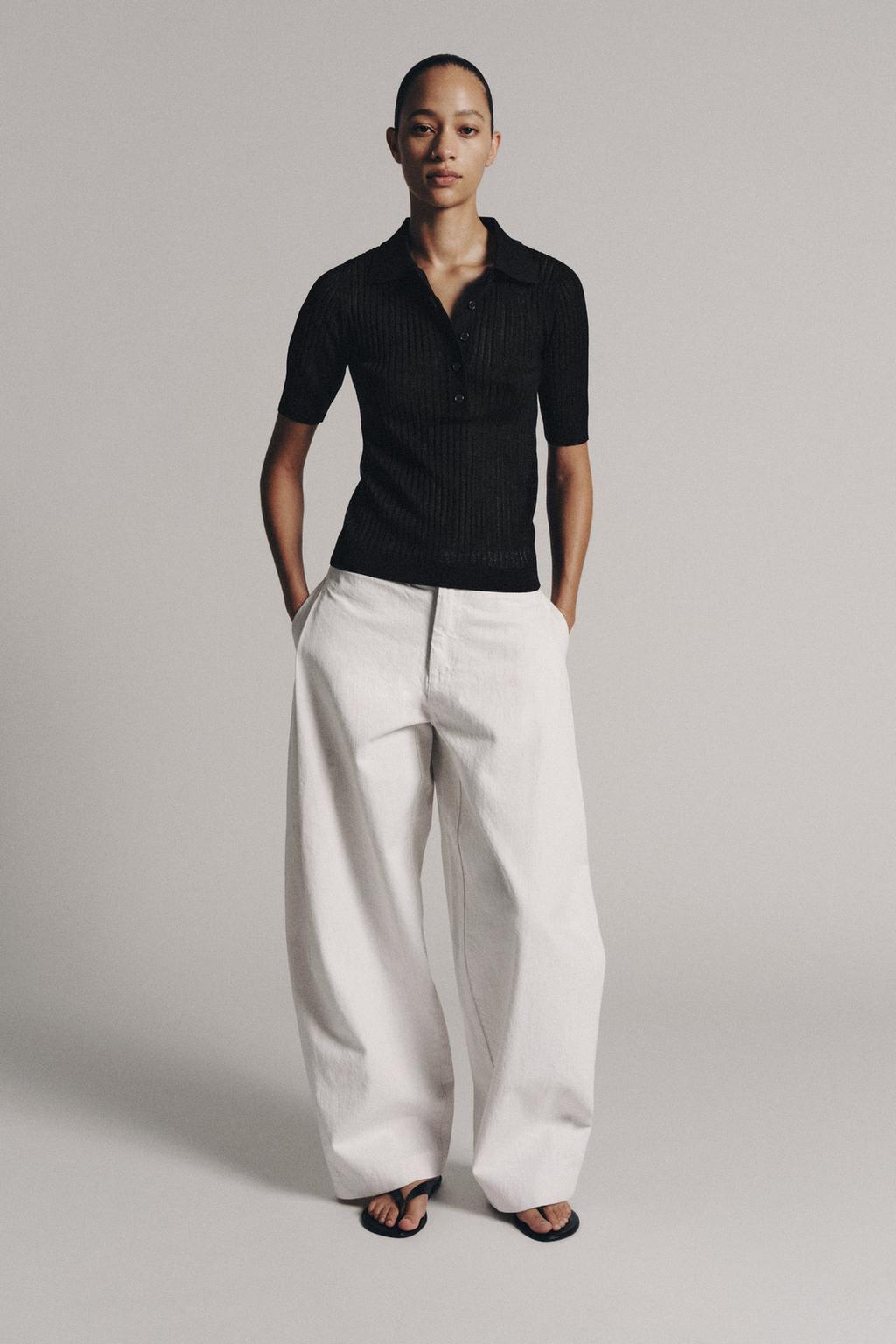 SEMI-SHEER KNIT POLO SHIRT