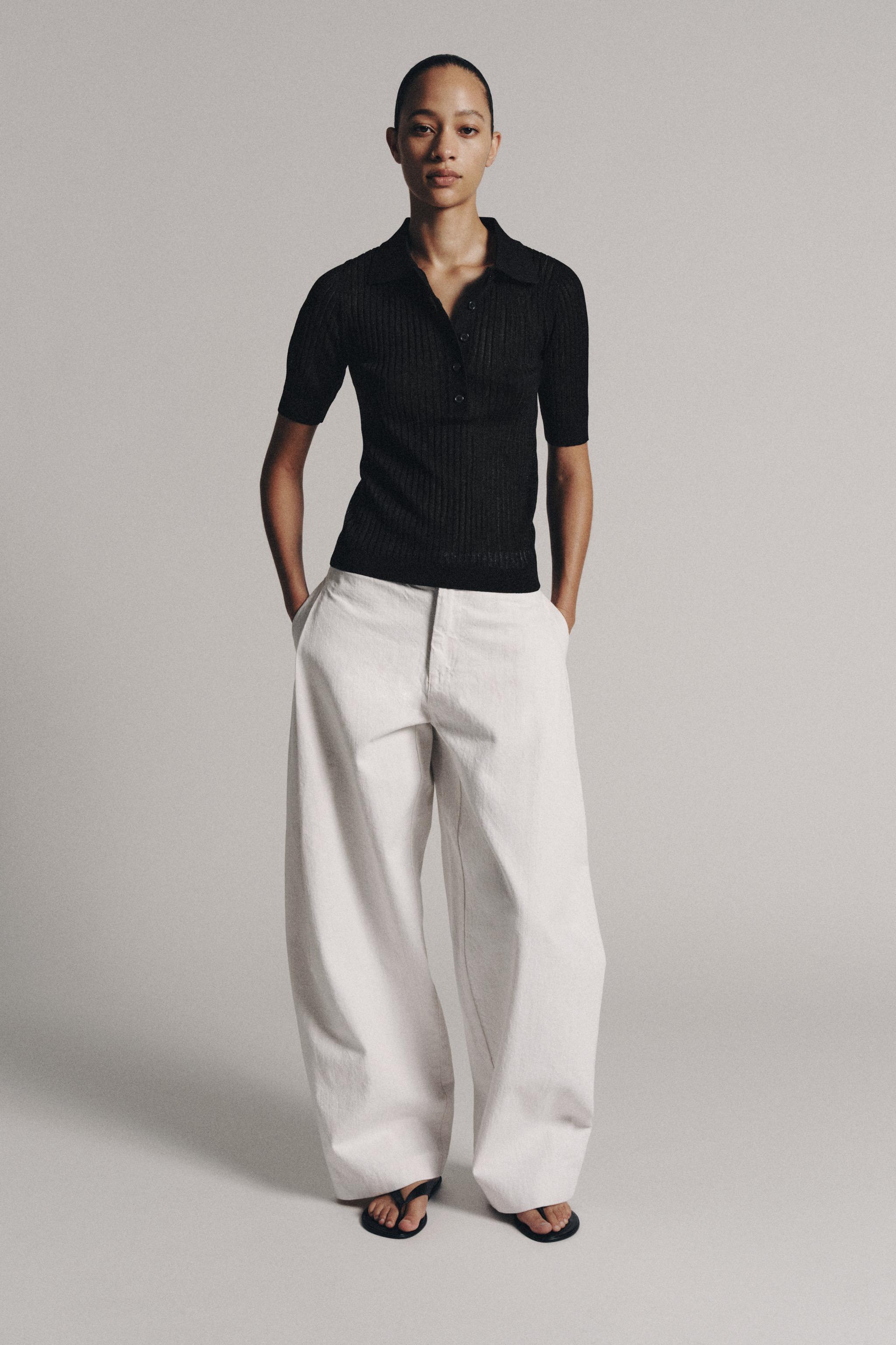 Zara SEMI-CLEAR KNIT POLO SHIRT