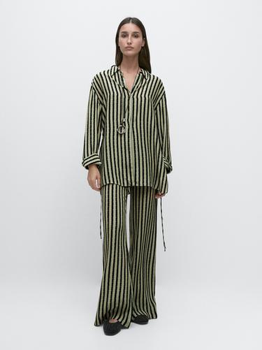 Zara Striped flowing shirt - Sea green - Image 0