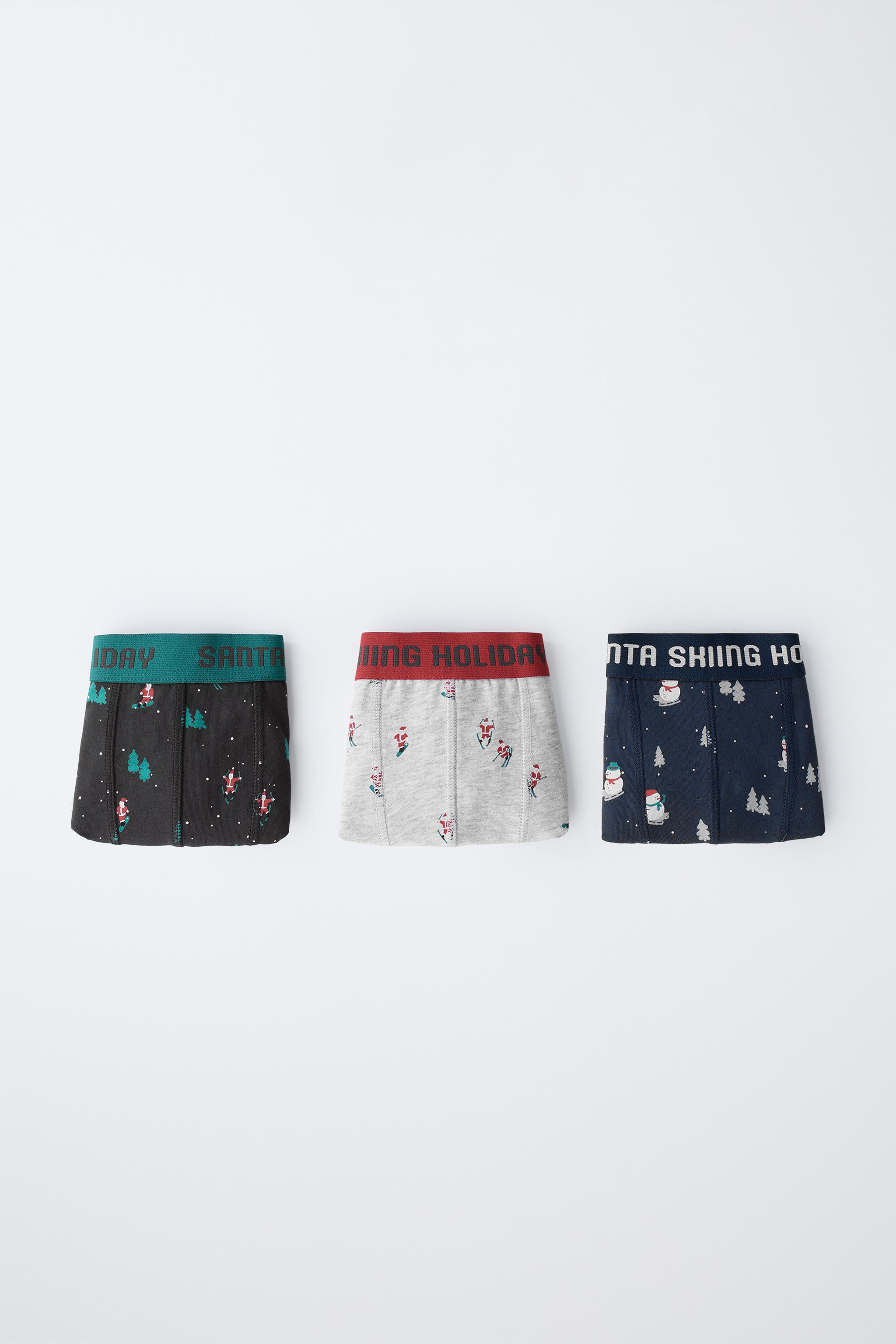 AGES 6-14 / THREE-PACK OF SANTA AND SNOWMAN BOXERS