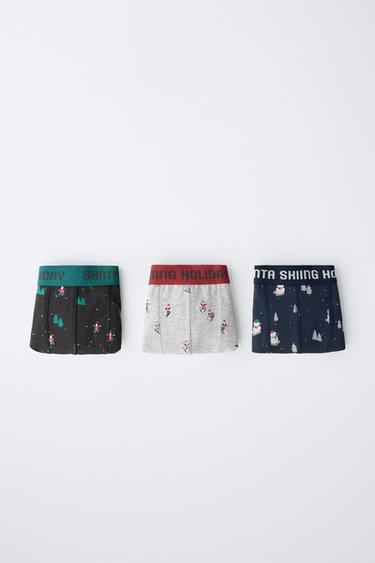 AGES 6-14 / PACK OF THREE SANTA AND SNOWMAN BOXERS - Multicoloured by Zara - Image 4