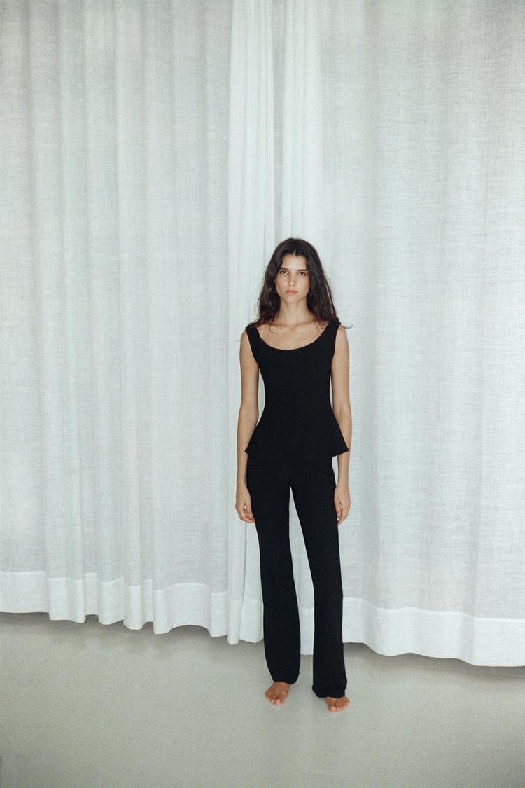 PANTALONI CREPE FLARE Nero ZARA Italia Italy - Main Image