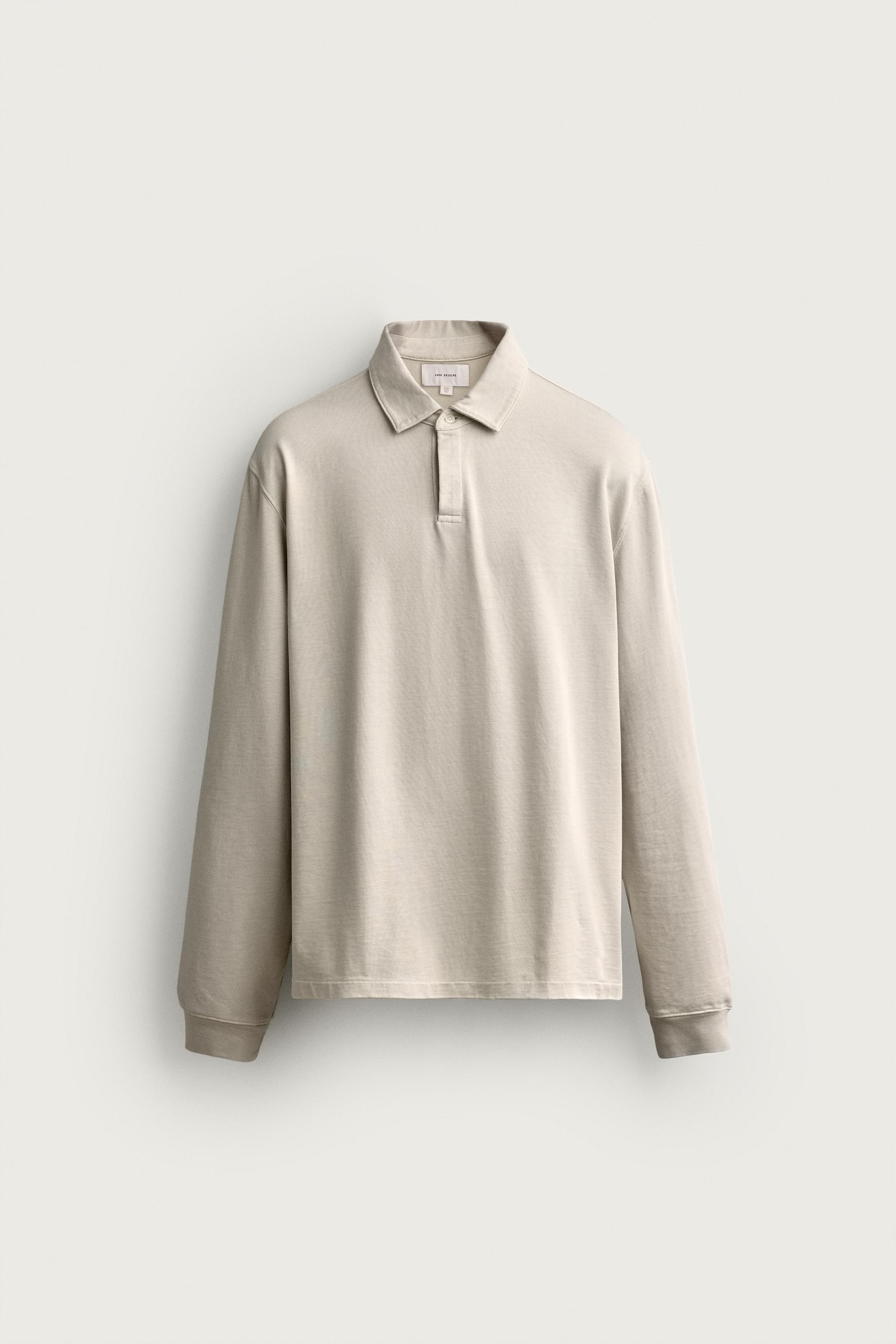 REGULAR FIT POLO SWEATSHIRT — Sand