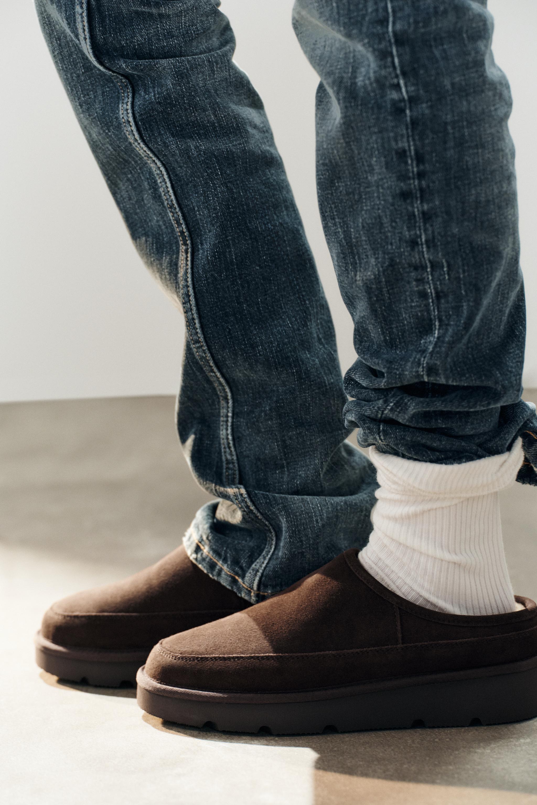 MULES EN CUIR À INTÉRIEUR EFFET MOUTONNÉ