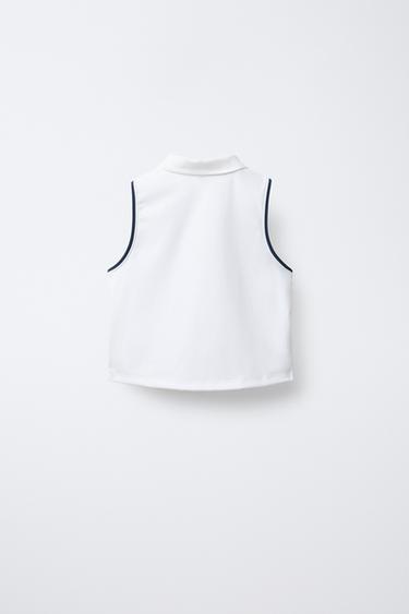 POLO AVEC LISERÉS EN CONTRASTE - Blanc de Zara - Image 1