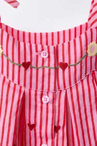 STRIPED AND EMBROIDERED DRESS AND PANTIES SISSEL EDELBO X ZARA KIDS - Fuchsia by Zara - Image 2