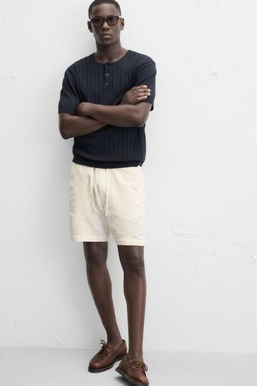 BERMUDA STRUCTURE JACQUARD - Blanc cassé de Zara - Image 5
