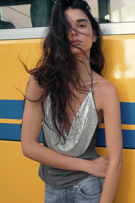 DRAPED MESH COMBO TOP from Zara - $59.90