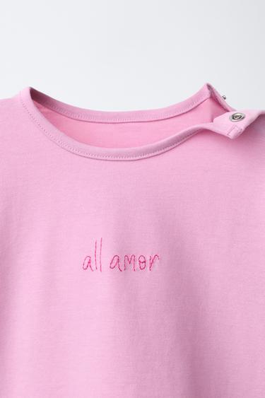 LOT DE TROIS T-SHIRTS CŒURS ET INSCRIPTION BRODÉE - Rose de Zara - Image 5