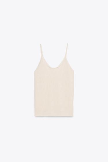 TOP EN MAILLE À BRETELLES - Écru de Zara - Image 3
