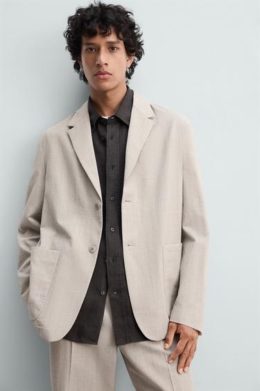 BLAZER DE TERNO 100% LÃ - Bege da Zara