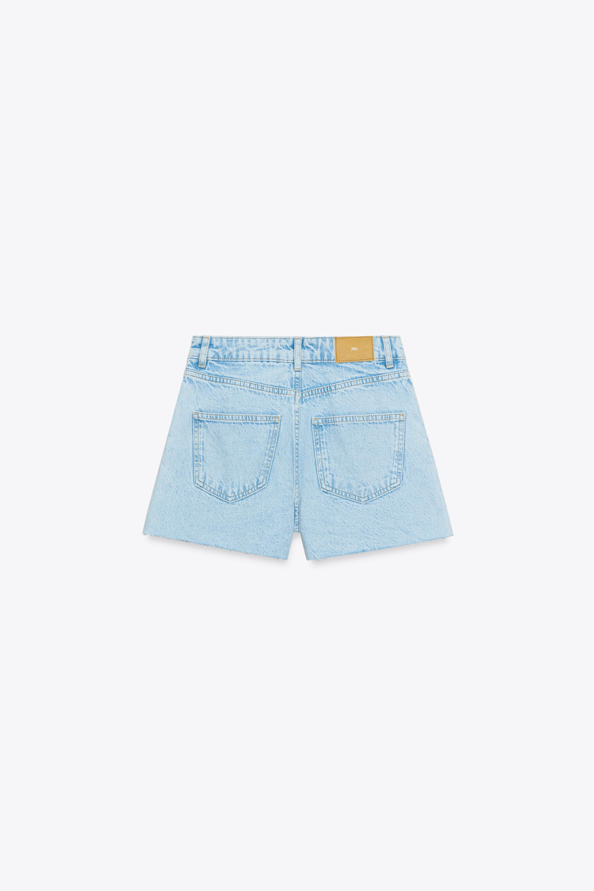 ショートパンツ Denim Shorts Zara Women's Z1975 MOM-FIT HIGH-WAIST SHORTS Black 7147/036