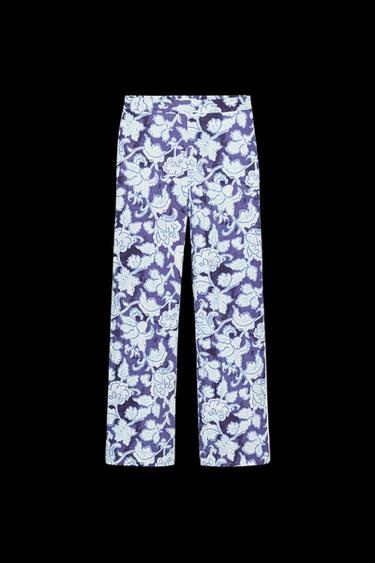 HOSE MIT BLUMENPRINT - Weiß / Blau von Zara - Bild 0