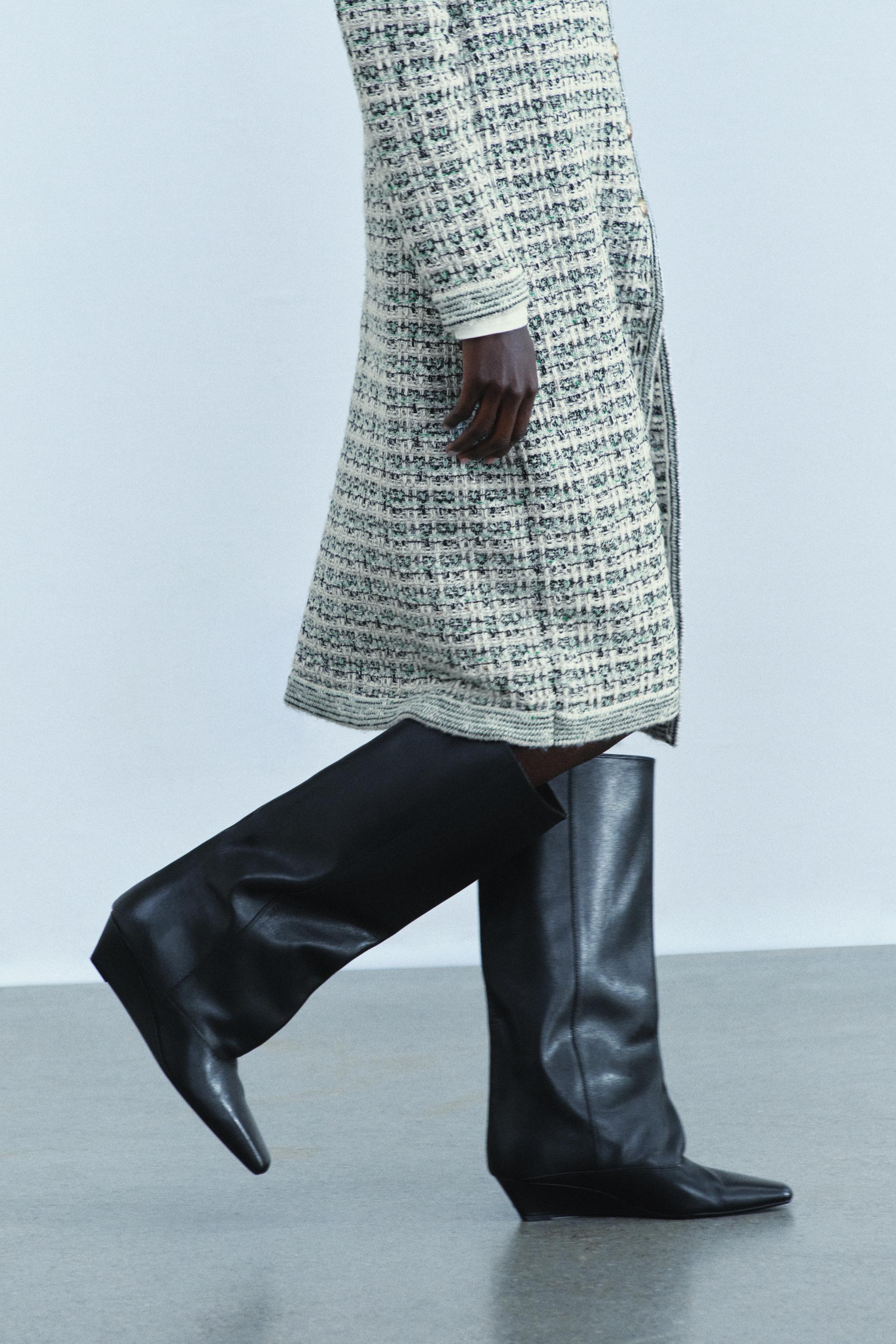 LEATHER WEDGE BOOTS