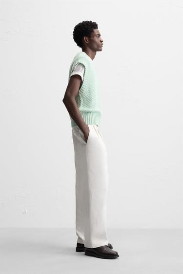 TEXTURED KNIT VEST - Sea green by Zara - Image 3