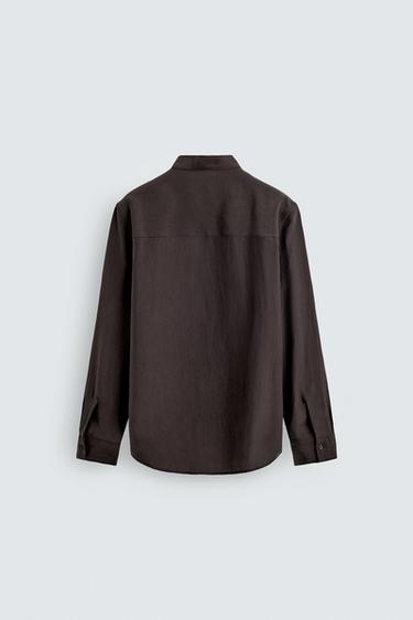 FLOWING BAND COLLAR SHIRT - Brown by Zara - Image 6