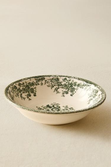 FLORAL EARTHENWARE BOWL - Dark olive by Zara - Image 5