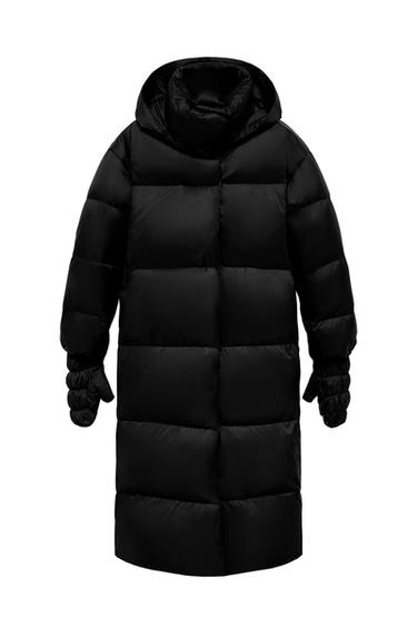 PUFFER ANORAK WITH 70% DOWN 30% FEATHER, HOOD, GLOVES AND WATER-REPELLENT PROPERTIES - Black by Zara
