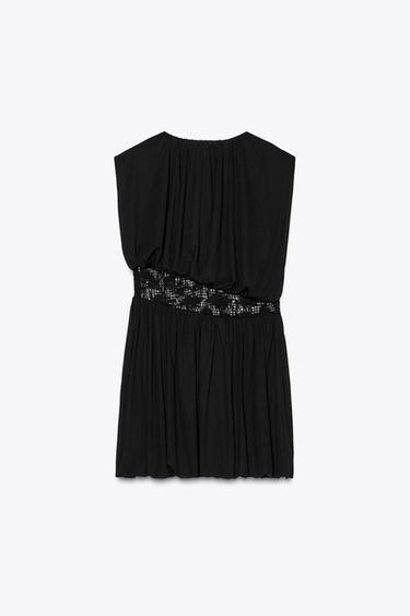CONTRAST CROCHET DRESS - Black by Zara - Image 3