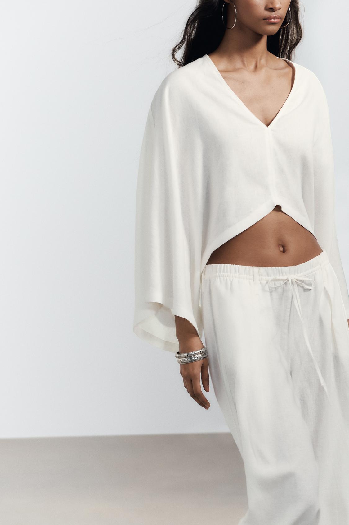 ASYMMETRIC LINEN KIMONO CAPE