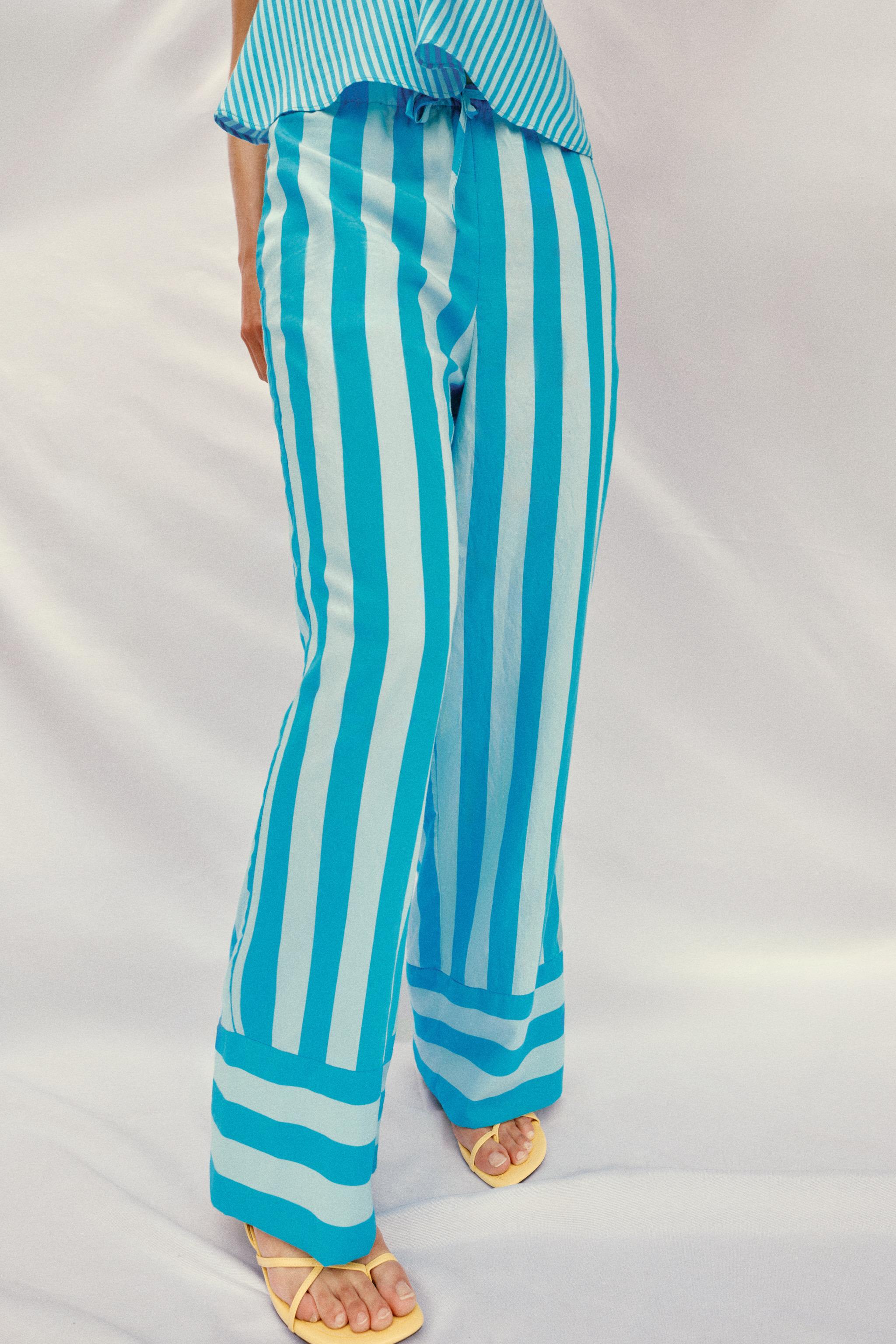 STRIPED WIDE LEG PANTS