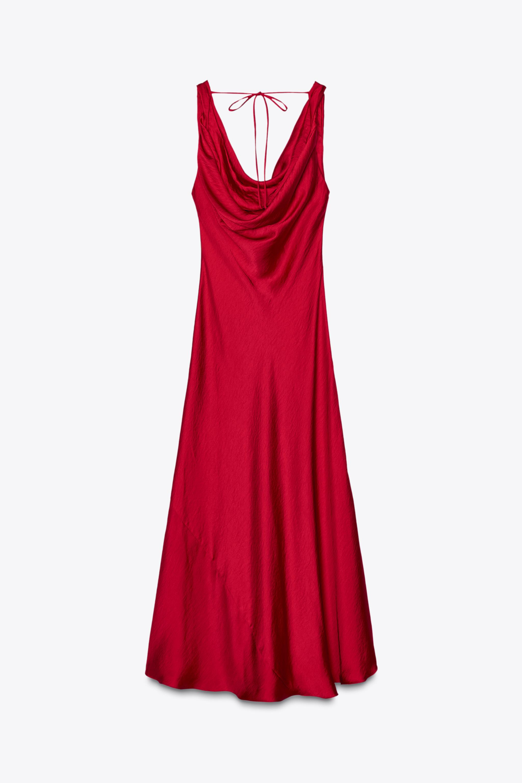 Robe Longue Satin Rouge Zara Robe Longue Robe De Soirée Ajustée Robe