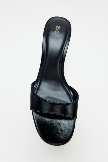 Zara METALLIC HEELED SANDALS - Black
