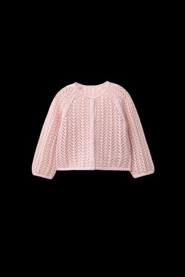 CUTWORK CARDIGAN - Light pink by Zara