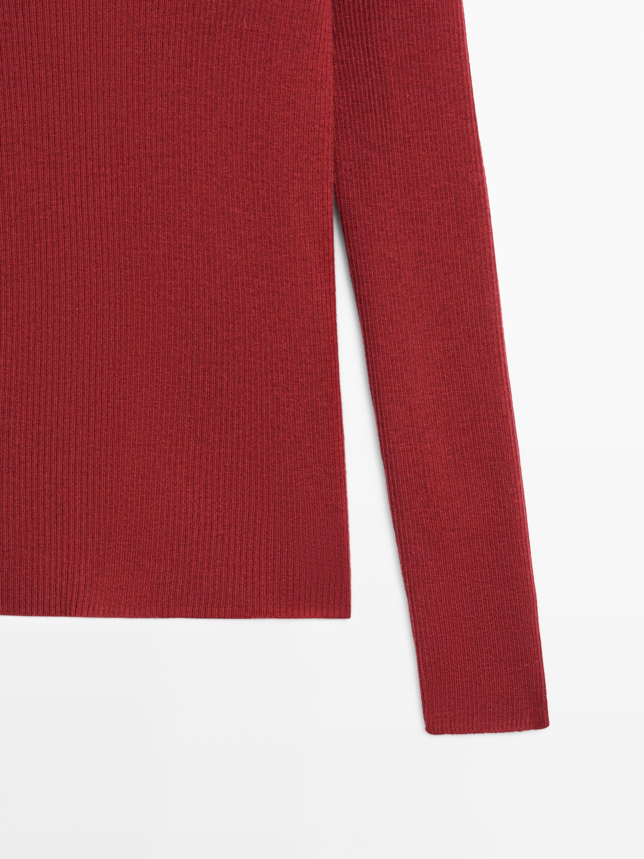 Ribbed knit wool blend sweater