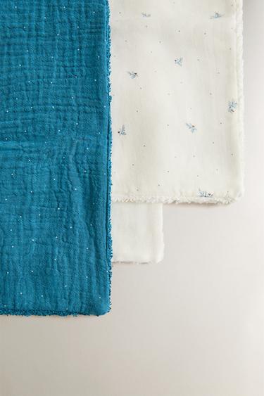 MINI FLORAL BABY TOWEL (SET OF 3) - Ecru by Zara - Image 2