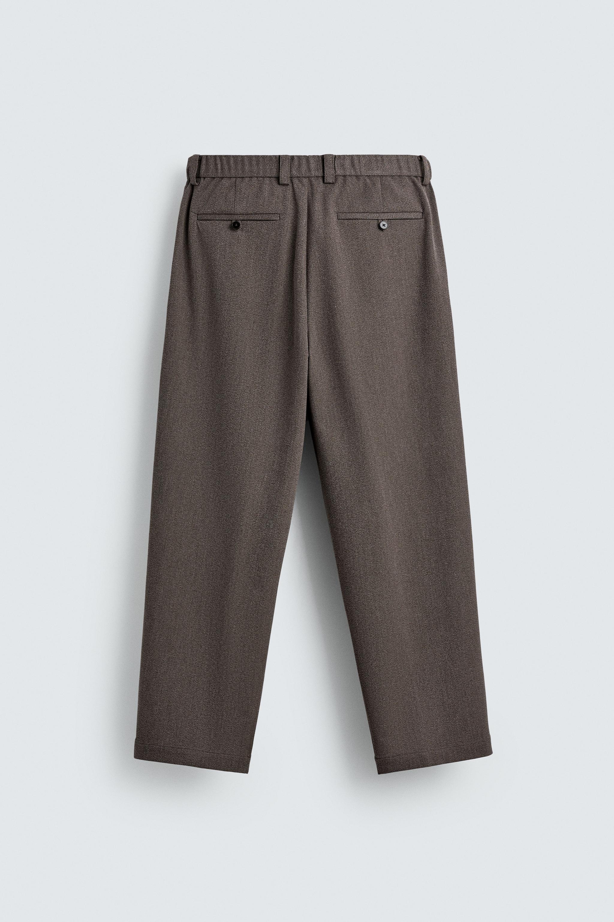 RELAXED FIT TEXTURED SUIT WIDE-LEG PANTS
