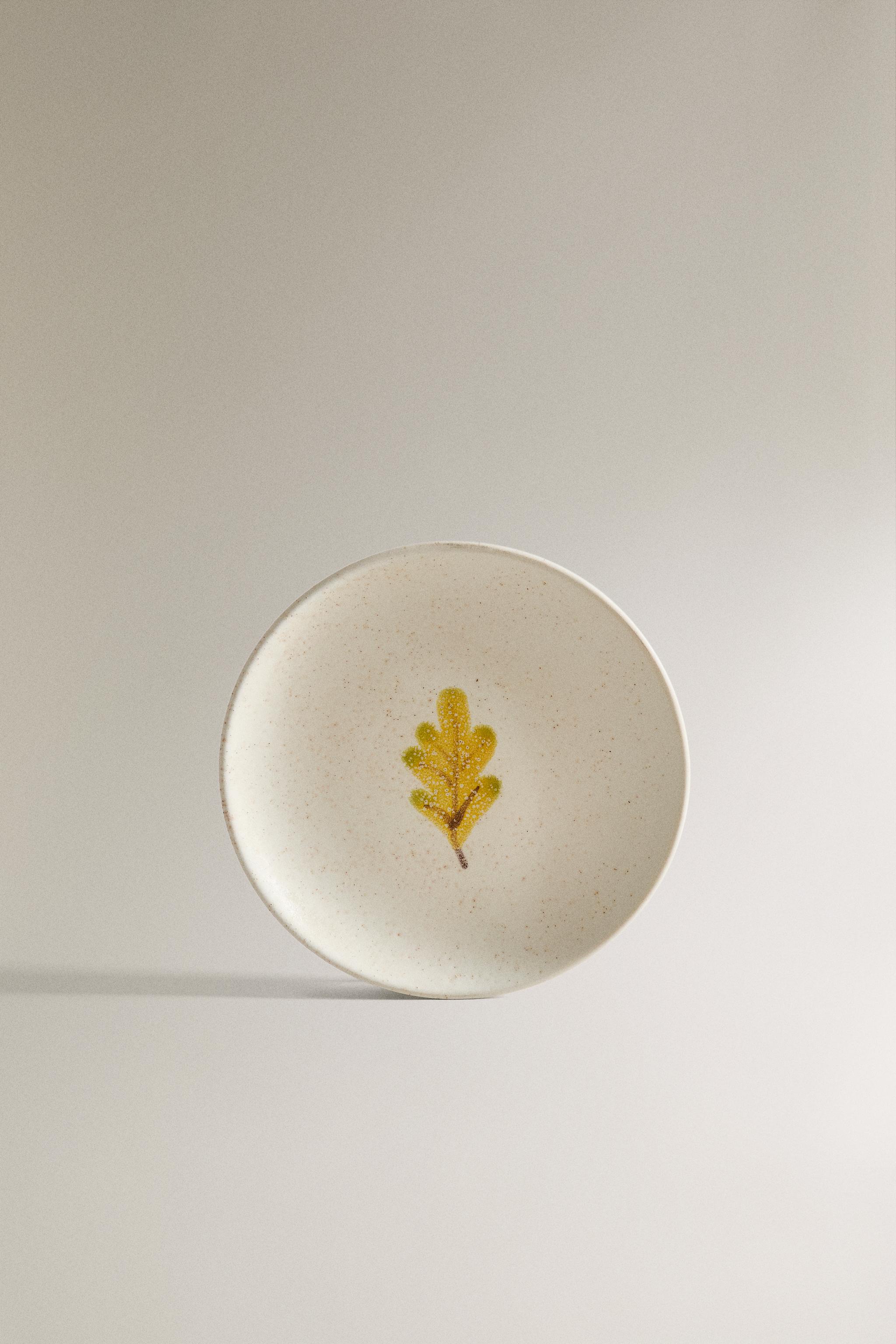 ASSIETTE À DESSERT GRÈS FEUILLE