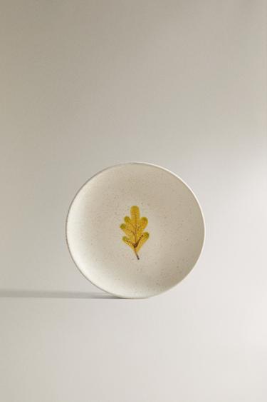 DESSERTTELLER STEINGUT BLATT - Gelb von Zara