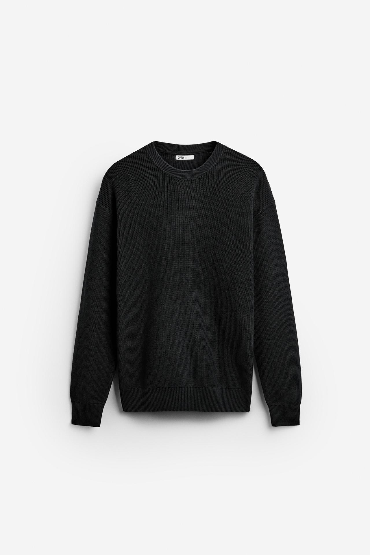 BASIC PURL KNIT SWEATER - Black by Zara
