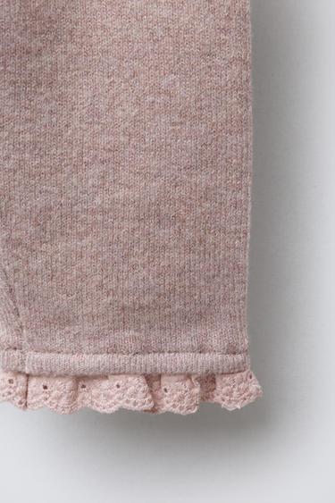 KNIT LACE TRIM LEGGINGS - Light pink by Zara - Image 3