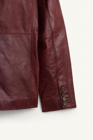 LIMITED EDITION LEATHER SUIT BLAZER - Brown by Zara - Image 9