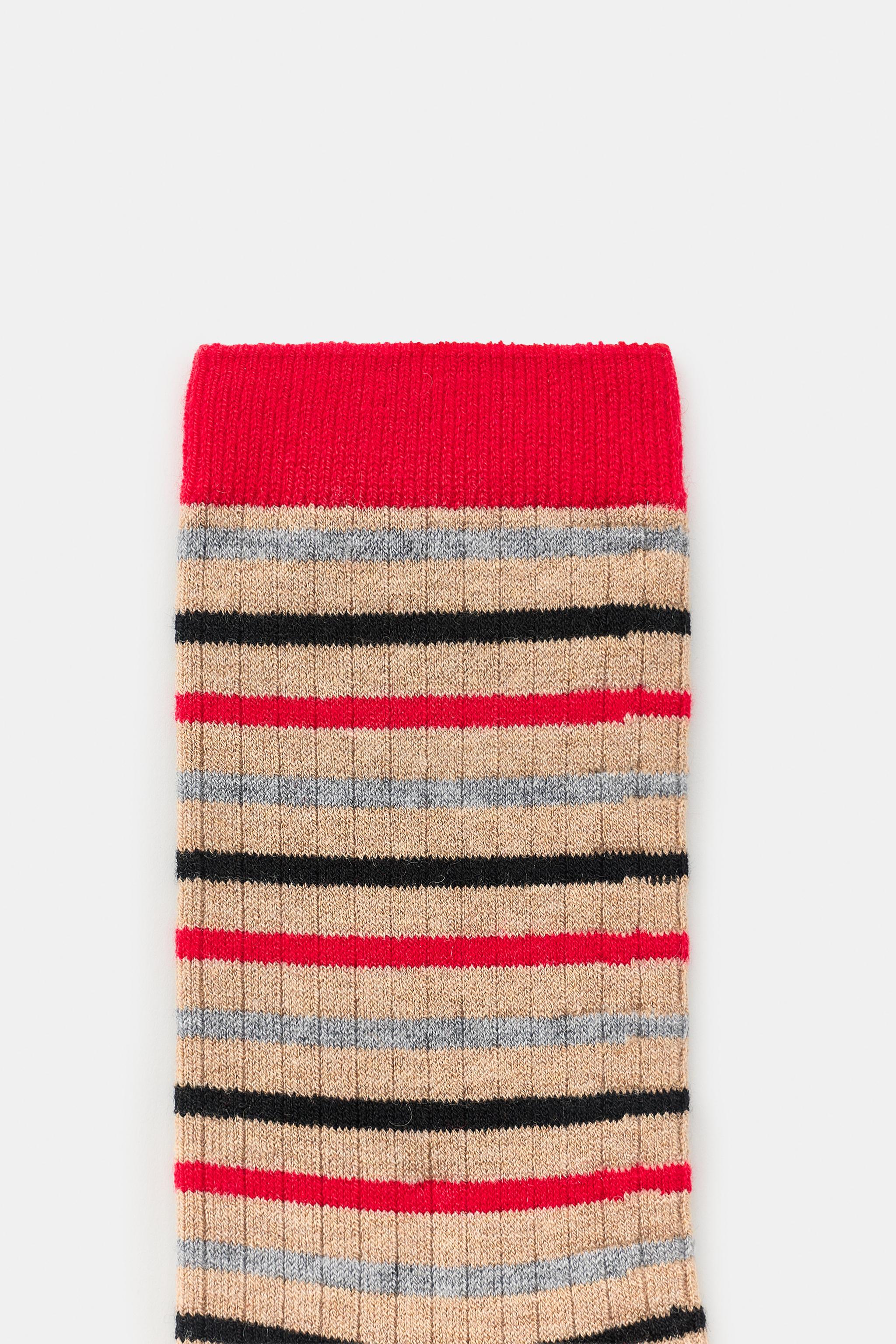 STRIPED RIBBED PRINTED SOCKS