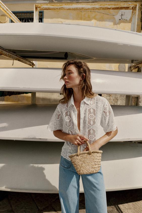 EMBROIDERED SHORT SLEEVE SHIRT from Zara - $59.90