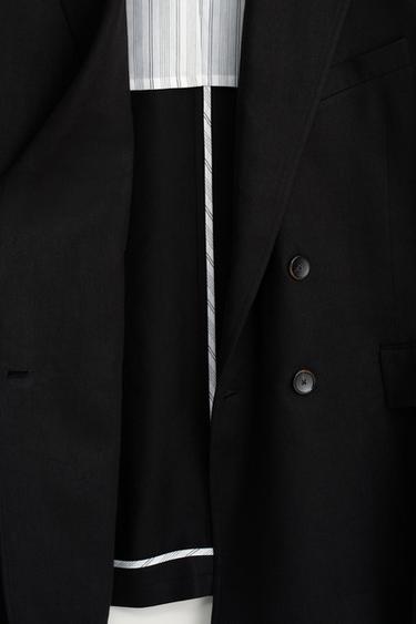 VESTE DE COSTUME À BOUTONNAGE CROISÉ LIN ET LYOCELL - Noir de Zara - Image 10