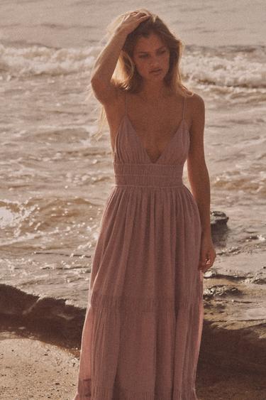GAUZE MIDI DRESS - Pastel pink by Zara - Image 1